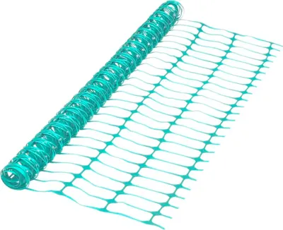 A roll of green plastic netting is shown on a white background.