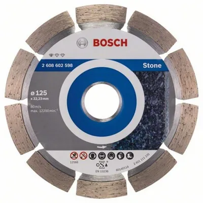 Obrázok produktu pre Bosch 2608602598 Bosch Diamanttrennscheibe Standard für Stein 125mm 22,23mm