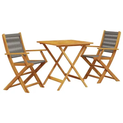 Produktbild von 3-tlg. Bistro-Set Grau Polypropylen und Massivholz