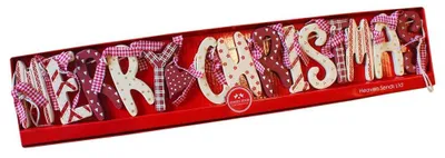 Weihnachts-Holzgirlande, rot, 492 x 87 x 9 mm