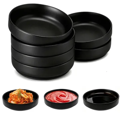 Produktbild von Set von 6 Schwarzen Porzellan-Dipschalen - 9 x 2,5 cm