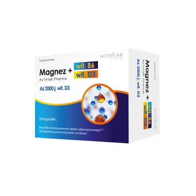 Obrázek produktu pro Magnezium Plus s Vitaminem B6 a D3, 50 kapslí