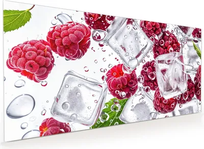 Produktbild von Küchenrückwand Spritzschutz Glas mit Motiv Himbeereis 40 x 40 cm