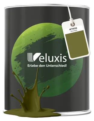 Produktbild von Wandfarbe Grün Gelb Gold Matt Innenfarbe – Deckkraft Klasse 1, VOC-frei, Ohne Grundierung, Tropfarm – Wohnzimmer & Schlafzimmer – 1L – Veluxis (Olive Bark)
