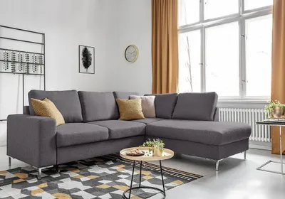 Produktbild von MIUFORM Lofty Lilly - Ecksofa mit Bettfunktion  L-FORM RECHTS - 237x197cm - Dunkelgrau - Sofa Schlafsofa Couch