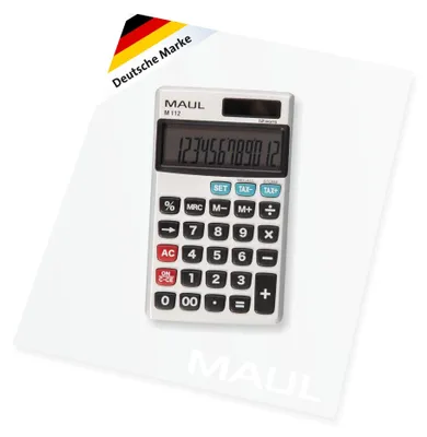 Produktbild von MAUL Taschenrechner M 112 LCD-Anzeige 1-zeilig, 12 Ziffern Solar Batterie 11.9 x 7 x 1 cm silber