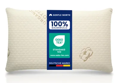 Produktbild von Gentle North Kinderkopfkissen 40x60 cm - Ergonomisches Kissen aus Memory Schaum für Kinder - Flaches Kinderkissen ab 2 Jahre mit Baumwollbezug