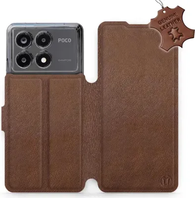 Produktbild von Echtleder Handyhülle für Xiaomi POCO X6 Pro, Mobiwear Leather, Braun
