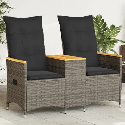 Produktbild von Möbel Gartensofa 2-Sitzer Verstellbar mit Tisch Grau Poly Rattan - Gartensofas 365721