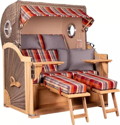 Produktbild von Strandkorb Westerland Teak Bullauge PE grey Dessin 584