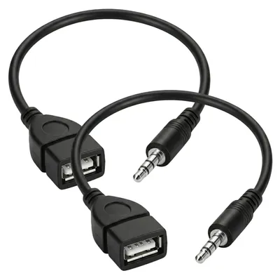 2er-Pack USB-auf-3,5-mm-AUX-Adapter, OTG, schwarz