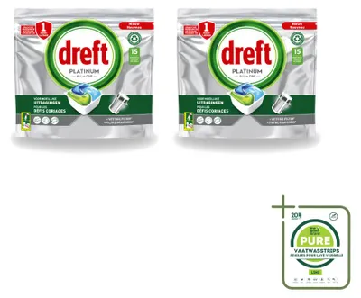 Produktbild von 2 x Dreft Platinum All In One Spülmaschinen-Tabs - Großpackung - 2 Stücke