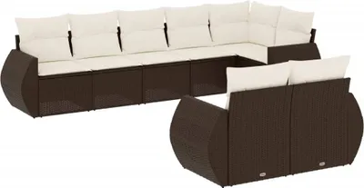 Produktbild von 8-tlg. Garten-Sofagarnitur mit Kissen Braun Poly Rattan