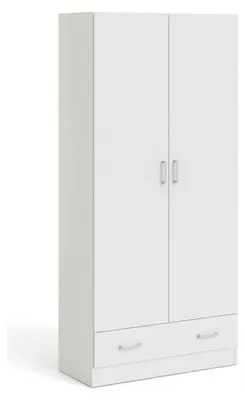 Immagine prodotto di Armadio a due ante - Armadio guardaroba - Porta abiti - Mobile contenitore - Armadio bianco - Compatto, dimensioni 79x36x170 cm