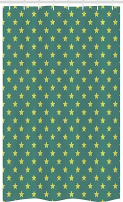 Immagine prodotto di ABAKUHAUS Tenda da doccia stretta con stelle, motivo geometrico vintage, set decorativo per bagno in tessuto con ganci, 120 x 180 cm, verde giada verde chiaro