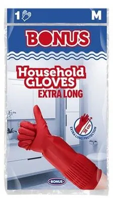 Produktbild von Haushaltsgummihandschuhe, rot, Latex, extra lang, 38 cm, Größe 5,5 mm, B. M, BONUS B050