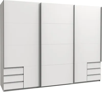Produktbild von Schwebetürenschrank >Seattle< in WEISS - 270x208x65cm (BxHxT)