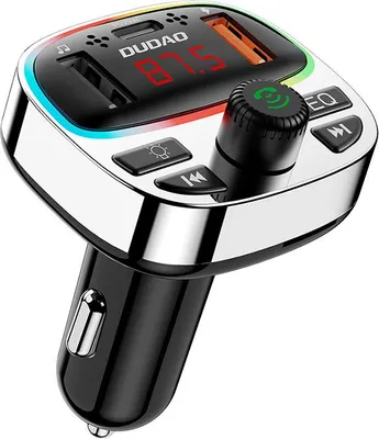 Produktbild von FM-Transmitter mit Bluetooth 5.3, RGB LED & 25W Schwarz/Silber Dudao