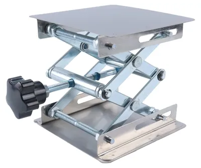 Laborschwertisch Edelstahl, 100x100 mm, 50-155 mm höhenverstellbar