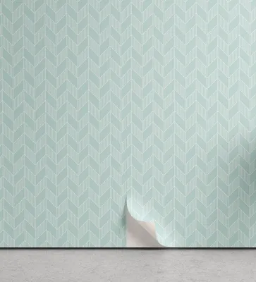 Produktbild von ABAKUHAUS Geometrisch abziehbare & klebbare Tapete für Zuhause, Pastell Monochrome Zigzags, selbstklebendes Wohnzimmer Küchenakzent, 33 cm x 180 cm, Pale Seafoam und Weiß