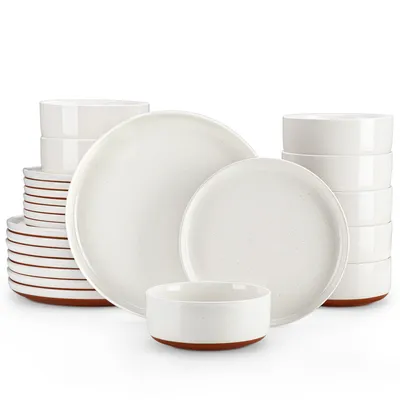 Image de Service de table en céramique stoneware, 24 pièces, set de vaisselle pour 8 personnes, assiettes plates, assiettes à dessert et bols