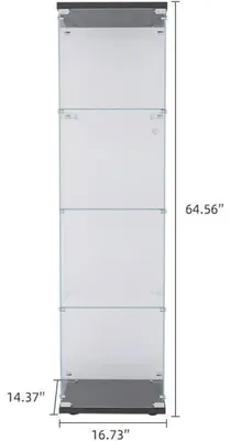Produktbild von Glasvitrine mit Schloss, 4 Ebenen, Schwarz