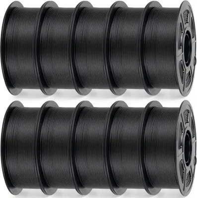 Produktbild von PETG CF Filament 1,75 mm, 10 kg, Schwarz. PETG-Filament mit 20 % Kohlefaserzusatz. Drahtmaterial für 3D-Drucker. Maßgenauigkeit: +/- 0,02 mm