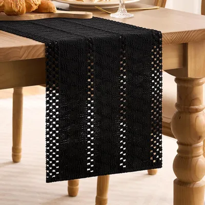 Obrázek produktu pro Boho ubrus z bavlny a lnu, rozměry 30 x 140 cm, vhodná jako dekorace na jídelní stůl