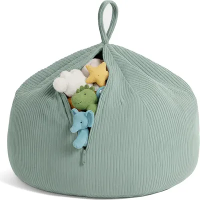 Produktbild von Kinder Sitzsack-Bezug für Stofftiere 85×85×50 cm - Spielzeug Aufbewahrung für Kinderzimmer (Grün)