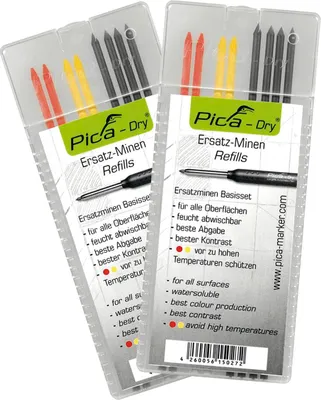 Produktbild von PICA Ersatzminen-Set graphit/gelb/rot zu Tieflochmarker Pica Dry |2 Packungen