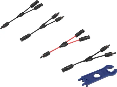 Image de 4 pièces MC4 Câble solaire Raccordement solaire Branche Y parallèle Panneau solaire Connecteur Distributeur Câble d'extension