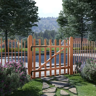 Immagine prodotto di Cancello di recinzione a un'anta in legno di nocciolo impregnato 100×90 cm