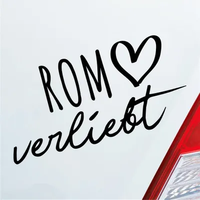 Produktbild von Auto Aufkleber Rom verliebt Herz Stadt Heimat Liebe Car 19x10 cm Schwarz Matt Sticker Heckscheibenaufkleber