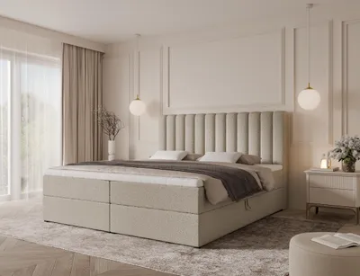 Produktbild von Emlar Boxspringbett Cansas 180x200 - Komplett-Set mit Matratze und Topper - Polsterbett mit Bettkästen - Boxspringbett Creme (Quelle 06)