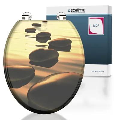 Produktbild von SCHÜTTE MDF WC Sitz Holzkern SEA STONE, Toilettendeckel passend für viele handelsüblichen WC-Becken, Klobrille, Toilettensitz