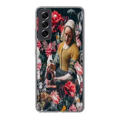 Produktbild von MuchoWow® Handyhülle Schutzhülle Hülle für Samsung Galaxy S21 FE Milchmädchen - Vermeer - Blumen Silikon Softcase Handy Hülle - Mobiltelefonhülle