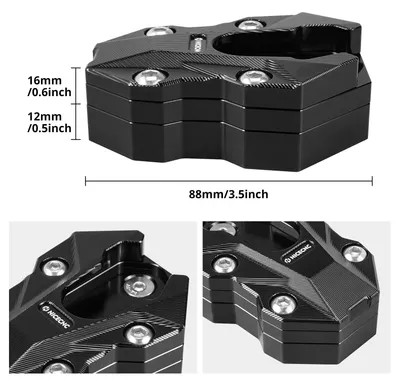 Image de Plaque d'extension pour béquille latérale - R1300 GS/GSA 2024–2025 - Réglable en hauteur - Aluminium 6061 usiné - Noir