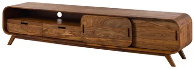 Immagine prodotto di MASSIVMOEBEL24 | MAILAND #127 Mobile TV in legno di sheesham - laccato / marrone chiaro 220x40x48