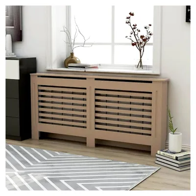 Produktbild von Heizkörperverkleidung aus MDF mit Regal, 112 cm, Schwarz, Montage erforderlich