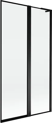 Image de Mexen Mist L Paroi pliante pour baignoire à 2 volets, droite 100 x 150 cm, cadre noir, noir - 8A9L-100-011-70-70-P