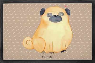 Produktbild von Mr. & Mrs. Panda Schmutzfangmatte Mops 60 x 90 cm - Hundeglück - Geschenk, Hund, Schmutzmatte, Sprüche, Schmutzfänger, Hundeliebe, Gummimatte, Knuffig, Liebe, Fussmatte