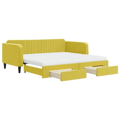 Zdjęcie produktu dla Sofa Rozsuwana Z Szufladami, Żółta, 100X200 Cm, Aksamit Lumarko!