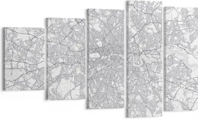 Produktbild von Bild auf Leinwand - Leinwandbild - 5 Teile - Stadt Karte London - 100x60cm - Wand Bild - Wanddeko - Wandbilder - Leinwanddruck - Bilder - Wanddekoration - Leinwand bilder - Wandbild - EG100x60-4680