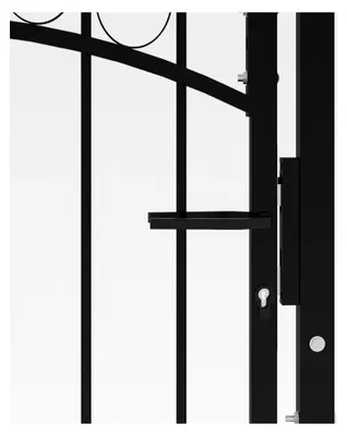 Produktbild von Stahlzauntor mit Bogenform | Sicherheitsbarriere für Garten und Terrasse | Schwarz | 102 x 175 cm