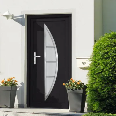Zdjęcie produktu dla vidaXL Drzwi wejściowe antracyt 98x190 cm PVC