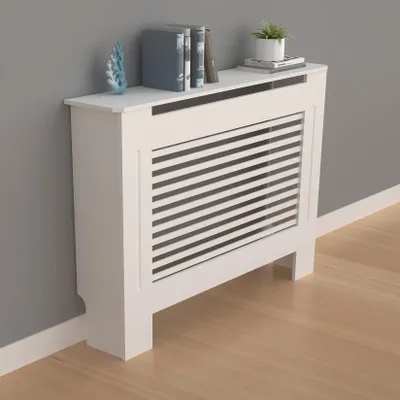 Image de Cache-radiateur en bois, hauteur 100 cm, avec lattes horizontales