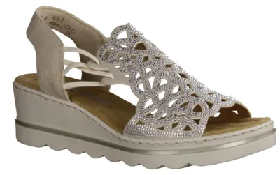 Produktbild von Rieker 67465-62 Keilsandalette, Damen, Synthetik, Beige, Sandalen - Importiert, Beige