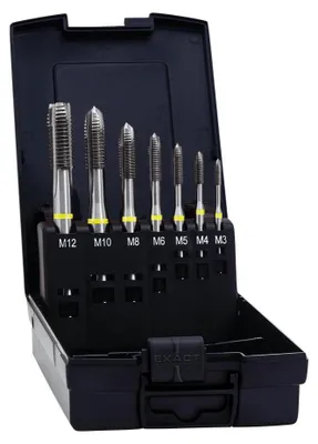 Obrázek produktu pro Exact 05112 CNC tap set 7-piece metric Right hand cutting DIN 371 HSS Shape B 1 Set