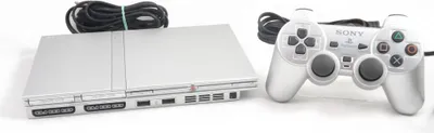 Produktbild von Sony PlayStation 2 Slim Konsole Silber, PS2 + Original Controller