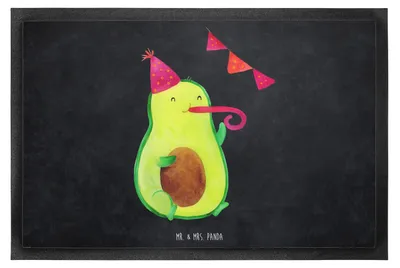 Produktbild von Mr. & Mrs. Panda Schmutzmatte Avocado Geburtstag 60 x 90 cm - Kreidetafel - Geschenk, fußmatte, Frucht, Bodenvorleger, Gummimatte, Fußabtreter, Feier, Schmutzfangmatte